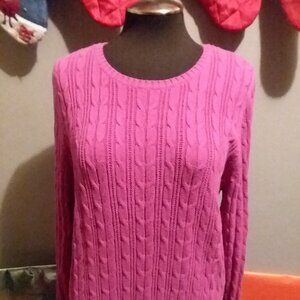 Valentine's Day Dark Pink St. John's Bay Cable Knit Longsleeve Top
